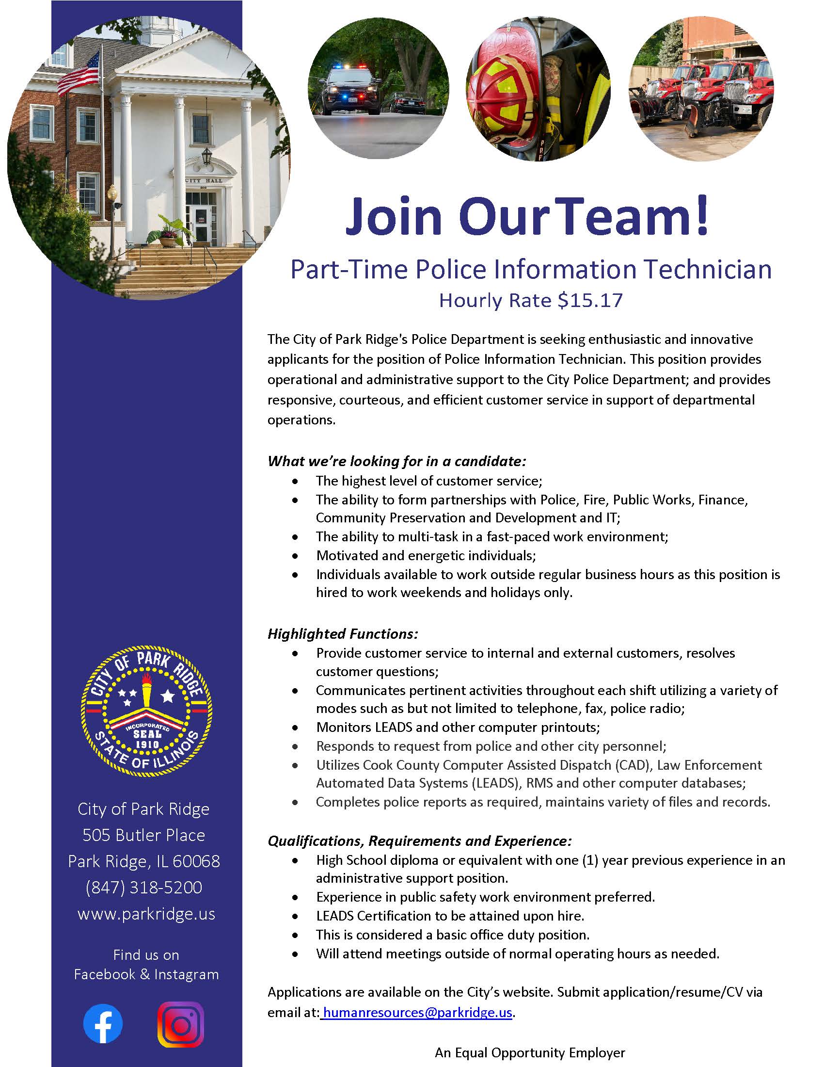 Police Information Technician Job Posting